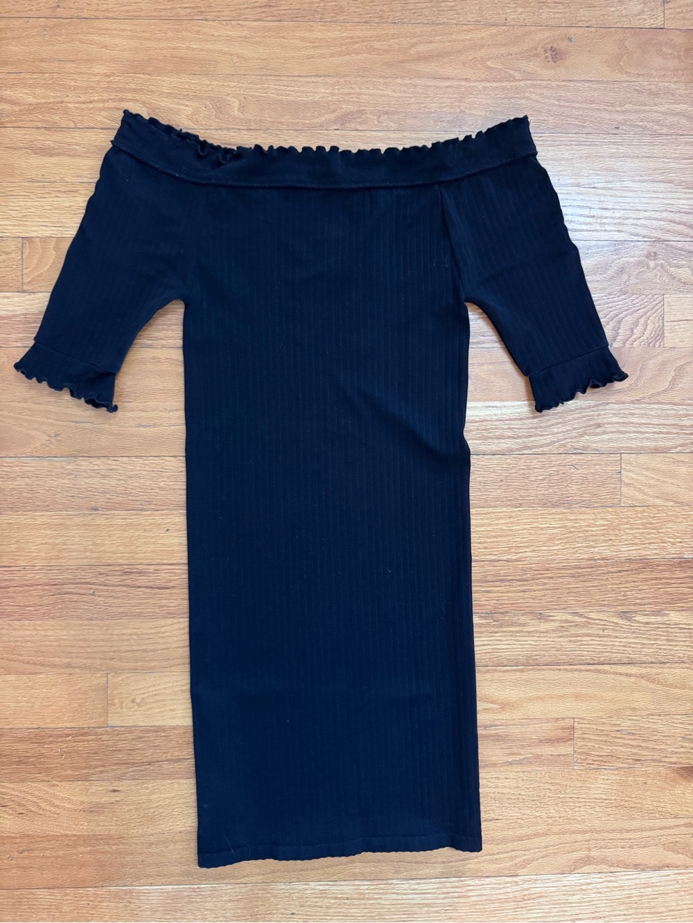 Free People Ribbed Ruffle Off Shoulder Mini Dress Women’s XS/S Grungecore Goth - Picture 3 of 8
